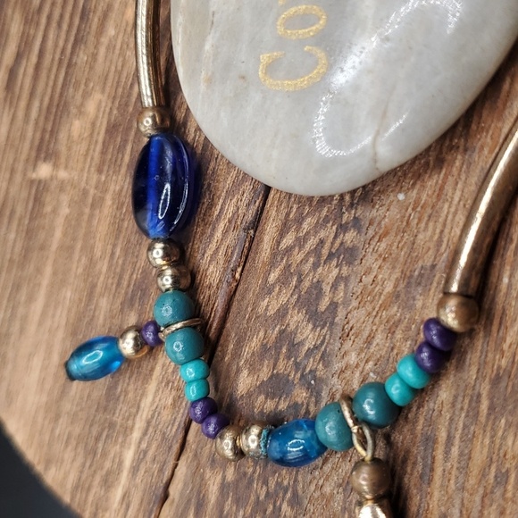 Blue‎ seaglass tahitian tiki bracelet B3121 - Picture 3 of 3